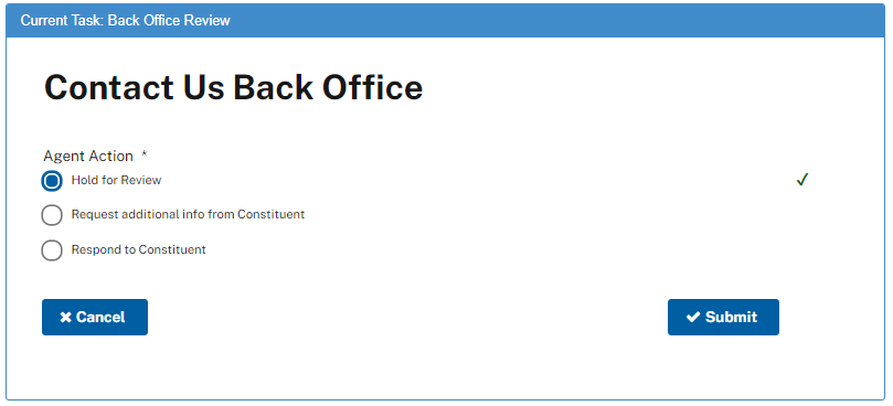 Contact Us Back Office